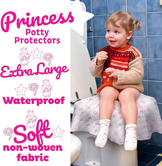 Princess Disposable Toilet Seat Cover for Kids, 40 Pack, Extra Large, Waterproof and Individually Wrapped, Travel Toilet Seat Covers, Disposable Potty Liners for Toddlers Potty Training and Travel
